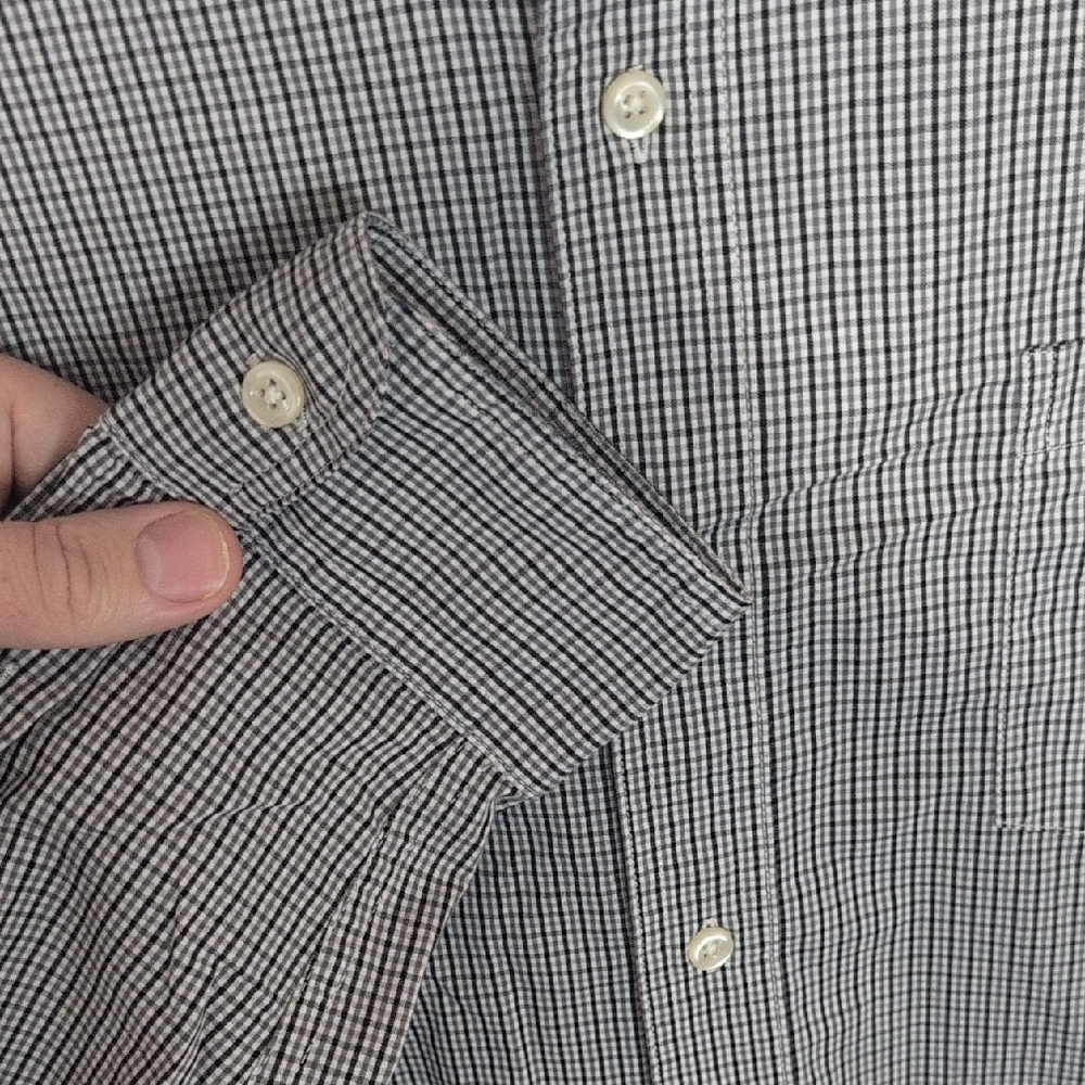 Chaps Gray Checkered Casual Button-Down Shirt - image 6